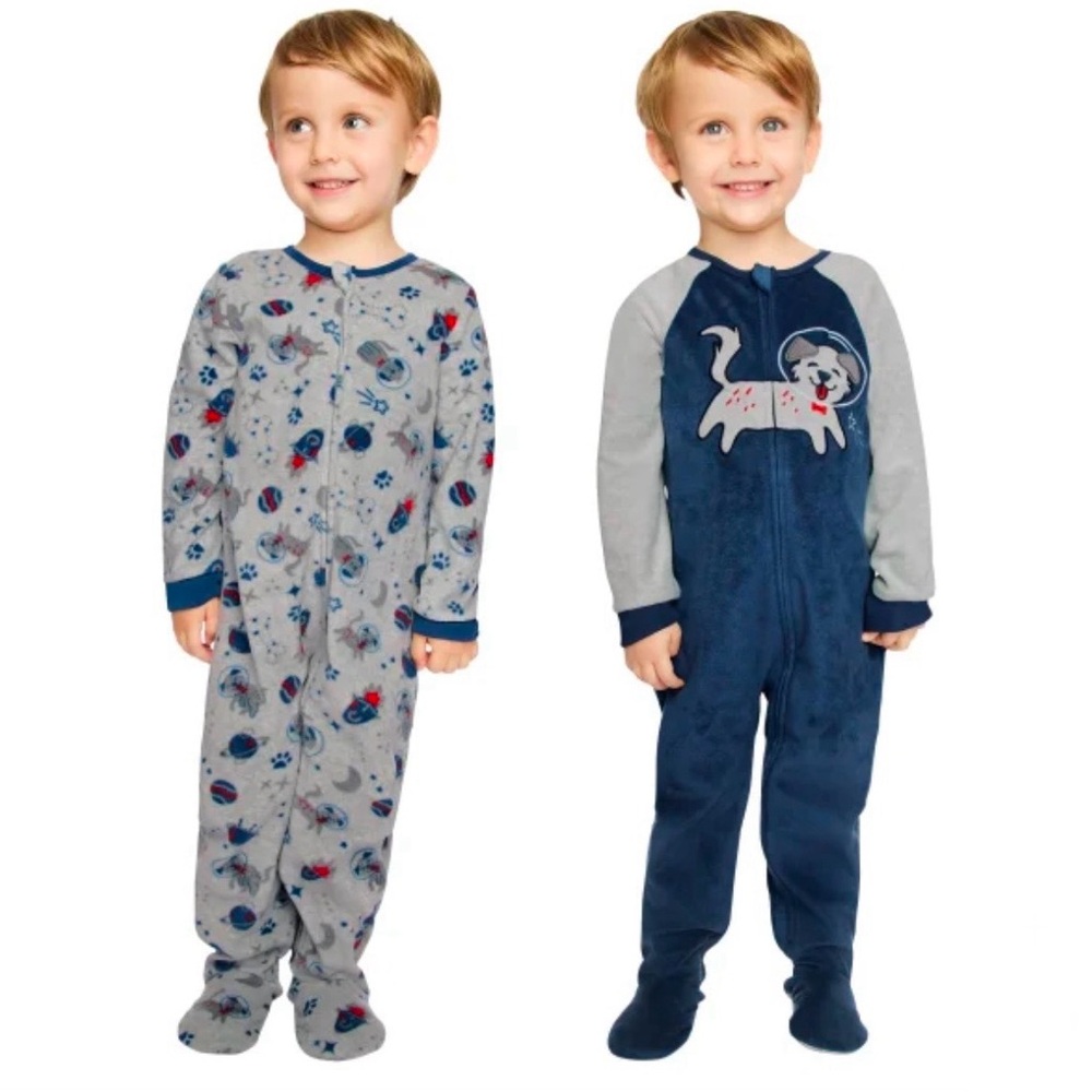 NWT baby space dog fleece onesies 2 pack